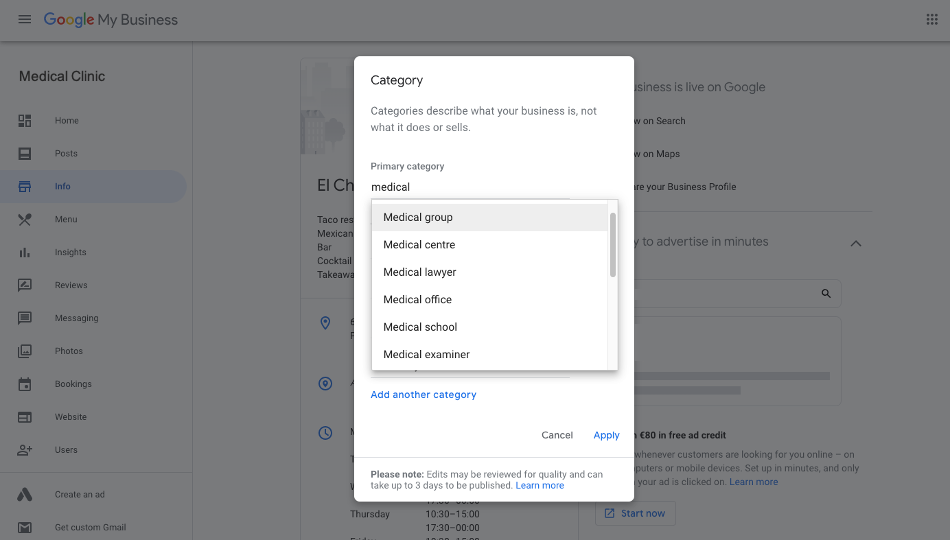 Categories for better local SEO