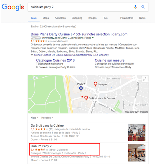 cuisiniste seo google my business