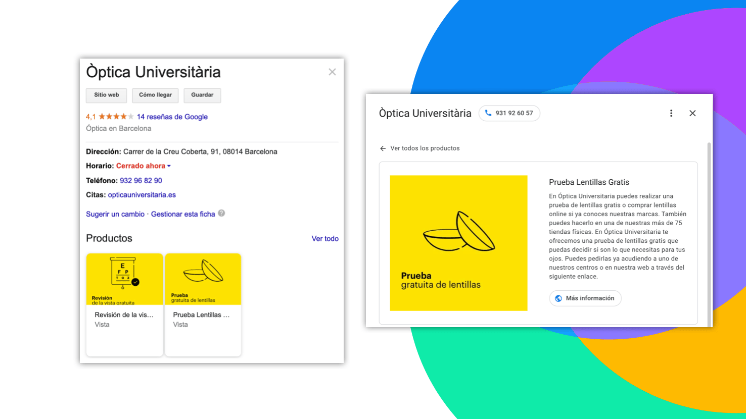 ejemplo de google posts de producto para establecimientos dedicados a la salud