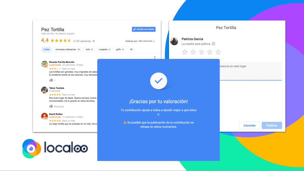 mensaje recibido desde Google una vez se dejan reseñas durante la Covid