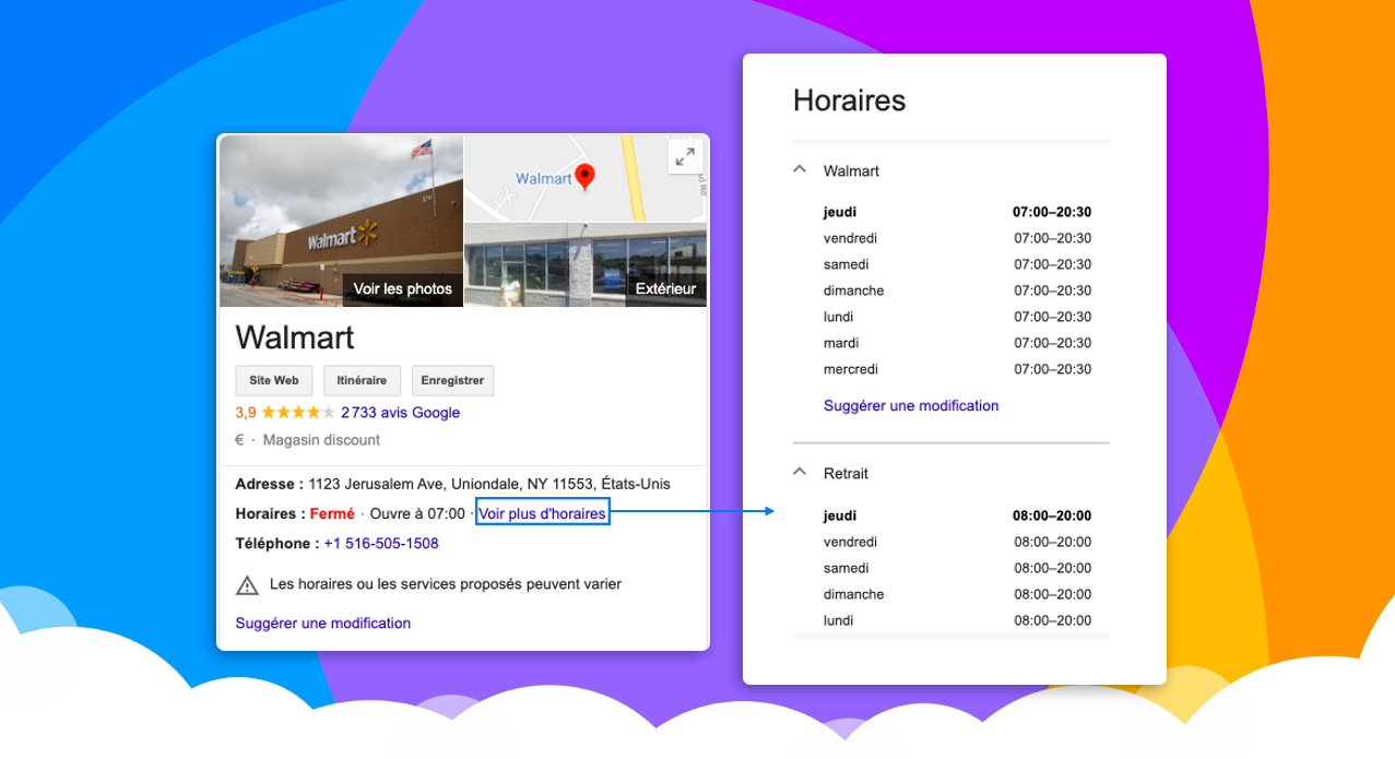 Les horaires secondaires de Google my Business