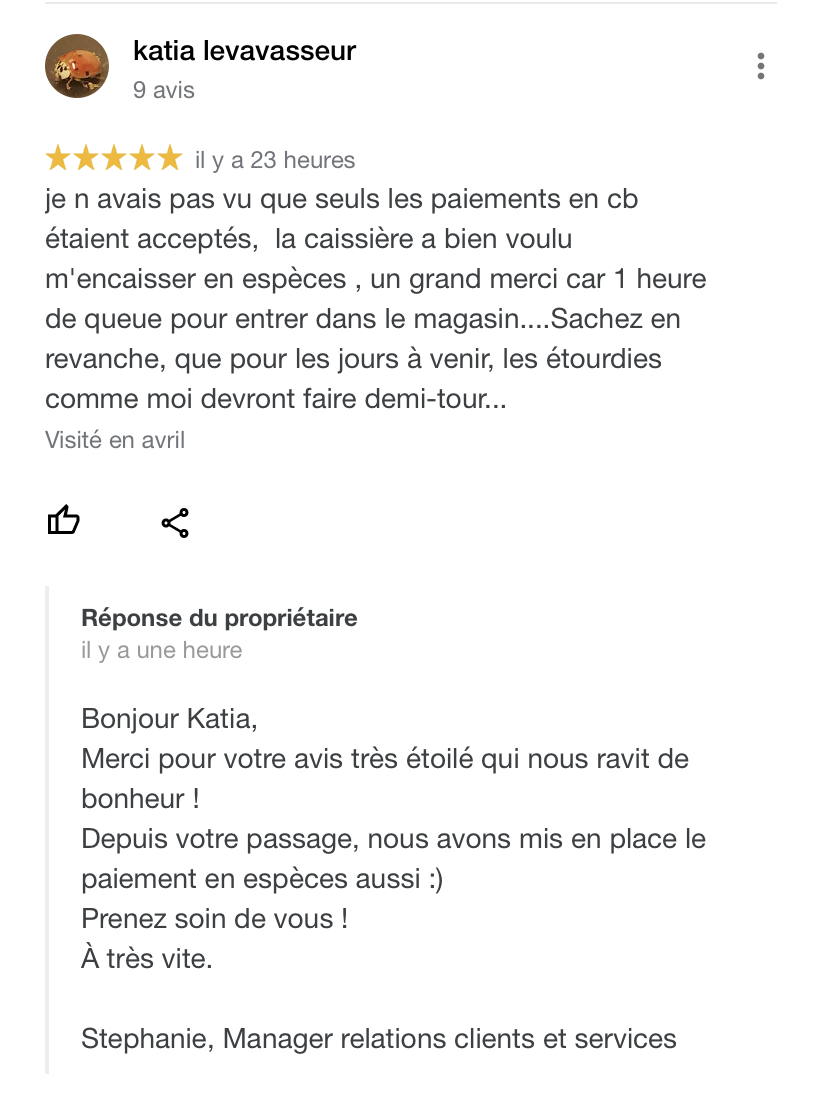 Réponse à un avis Google My Business