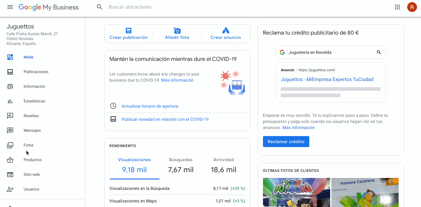 gif sobre cómo indicar la accesibilidad en silla de ruedas desde el back office de Google My Business de un establecimiento
