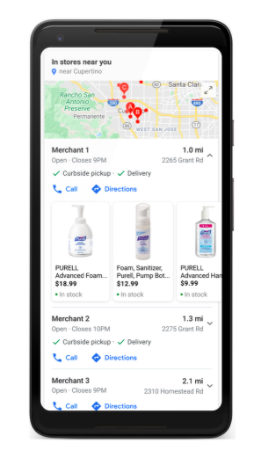 vista de Google Shopping desde un dispositivo móvil 