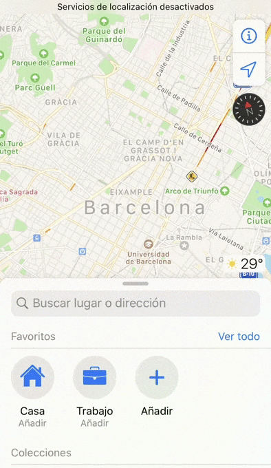 búsqueda de establecimiento Ametller Origen realizada desde Apple Maps 