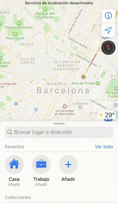 búsqueda de establecimiento Ametller Origen realizada desde Apple Maps