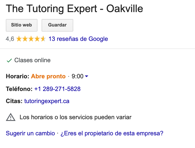 ficha google que indica el atributo de clases online