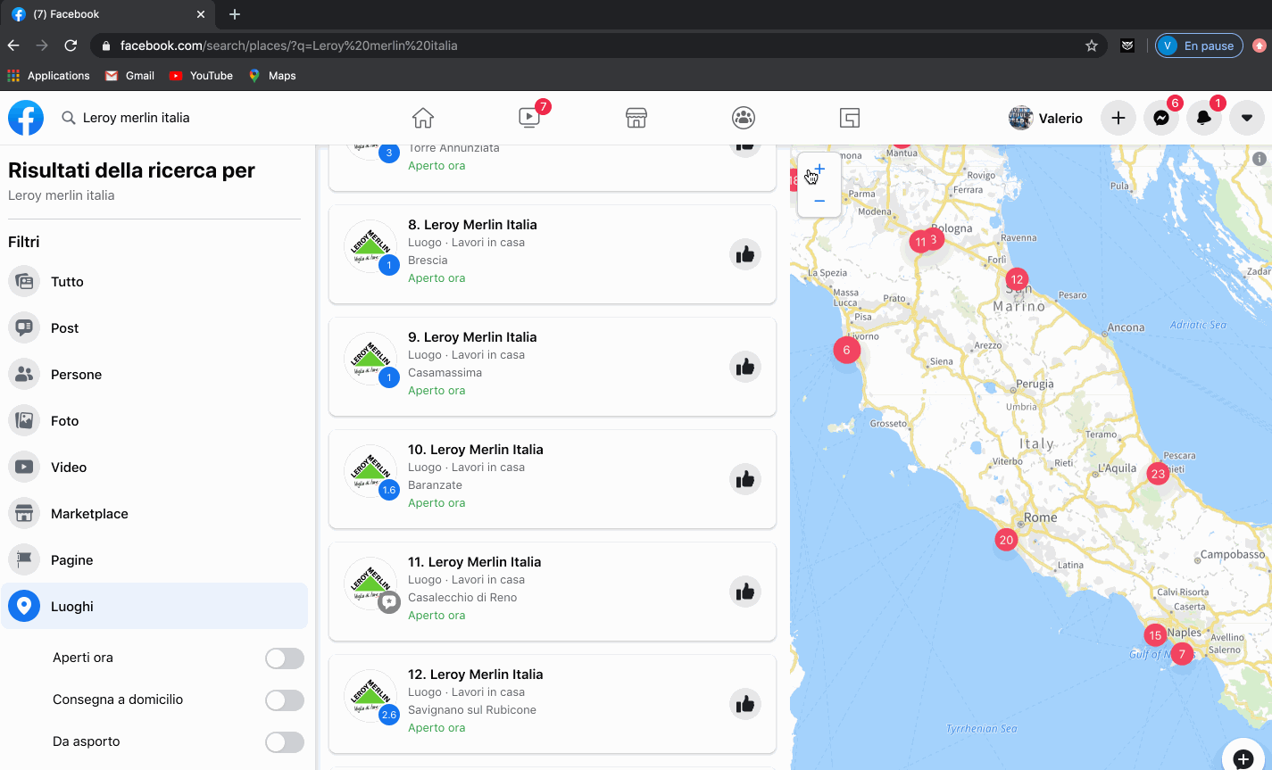 ricerca facebook diffusione