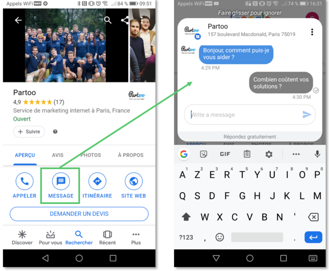 illustration de la fonctionnalité google messaging