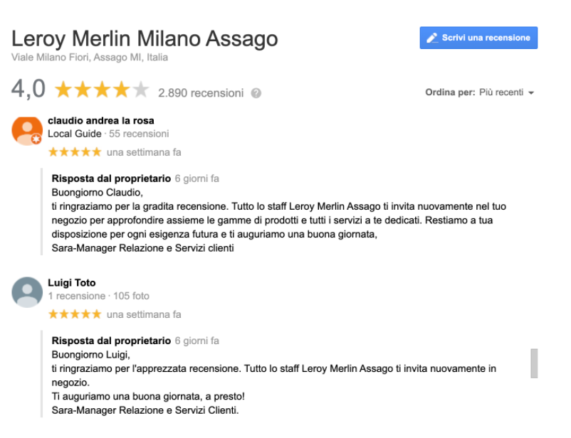 recensioni google my business