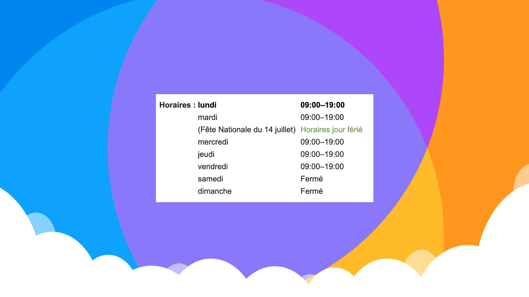 image horaires exceptionnels