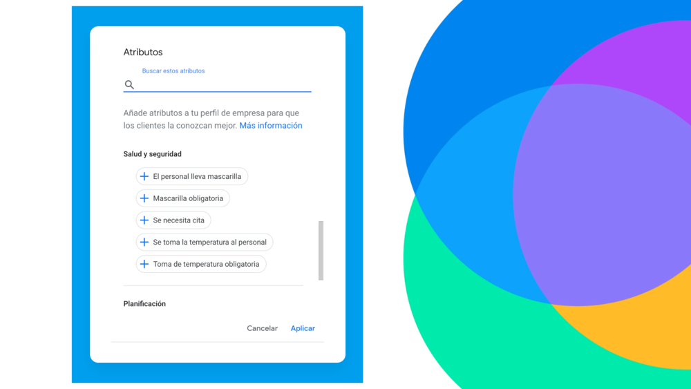 listado de nuevos atributos para las medidas de prevención en Google My Business