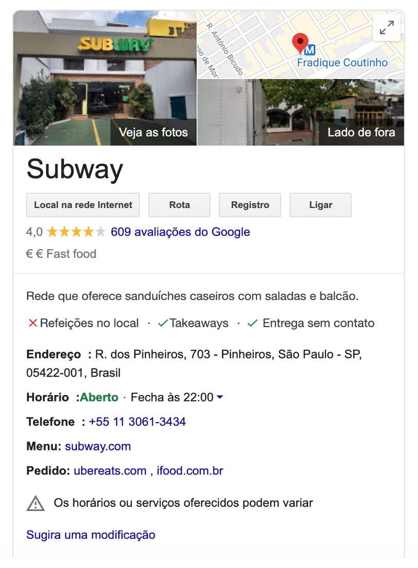 ficha Subway