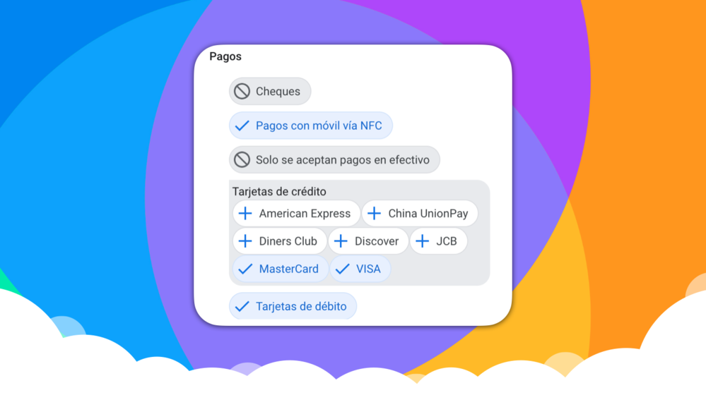 Los atributos disponibles para los establecimientos desde Google My Business