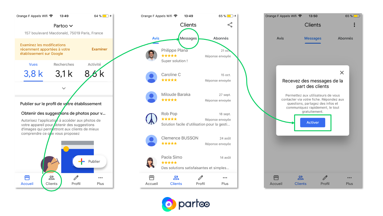 Activation of Google Messages for Google My Business