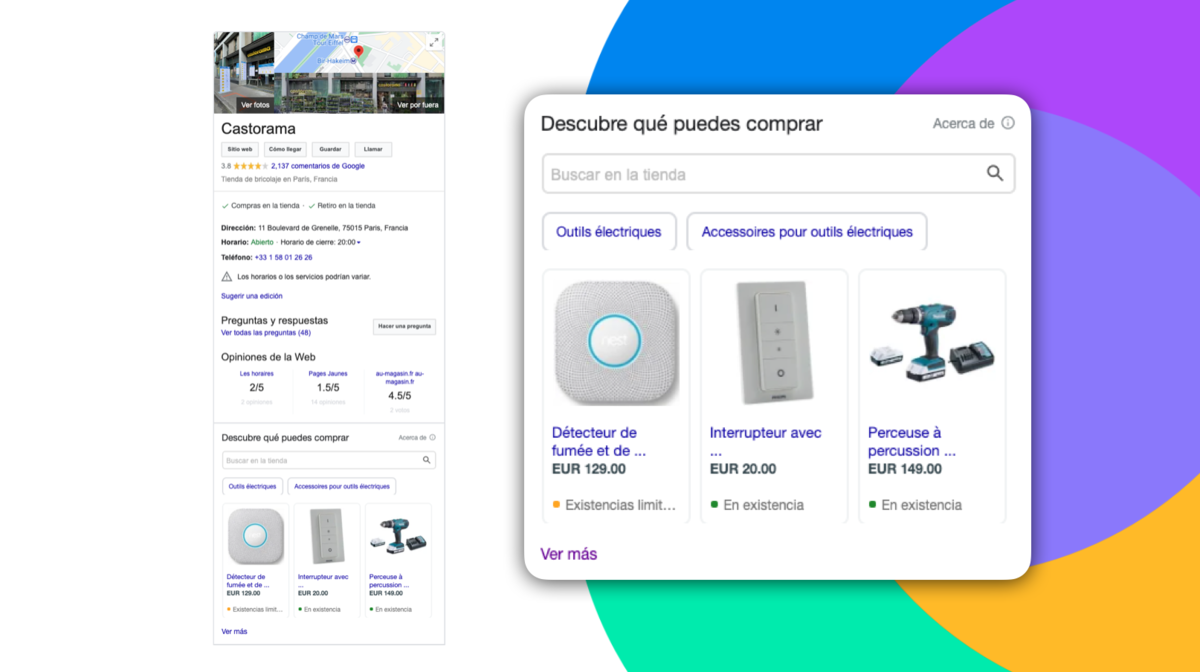 local surfaces y google shopping