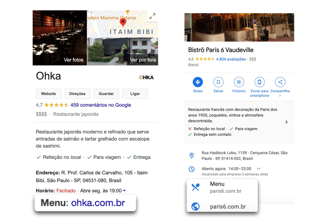 urls restaurante gmb