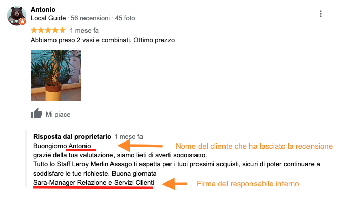 Personalizzazione recensione