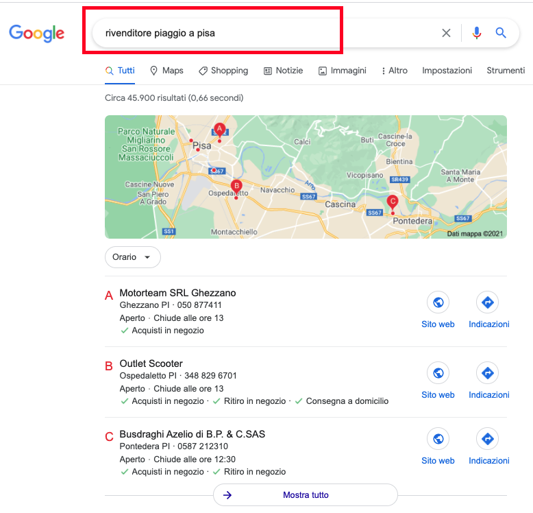 Rivenditore piaggio a pisa Rivenditore