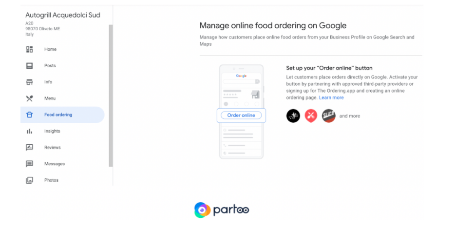 New online ordering tab shows up on Google My Business dashboard