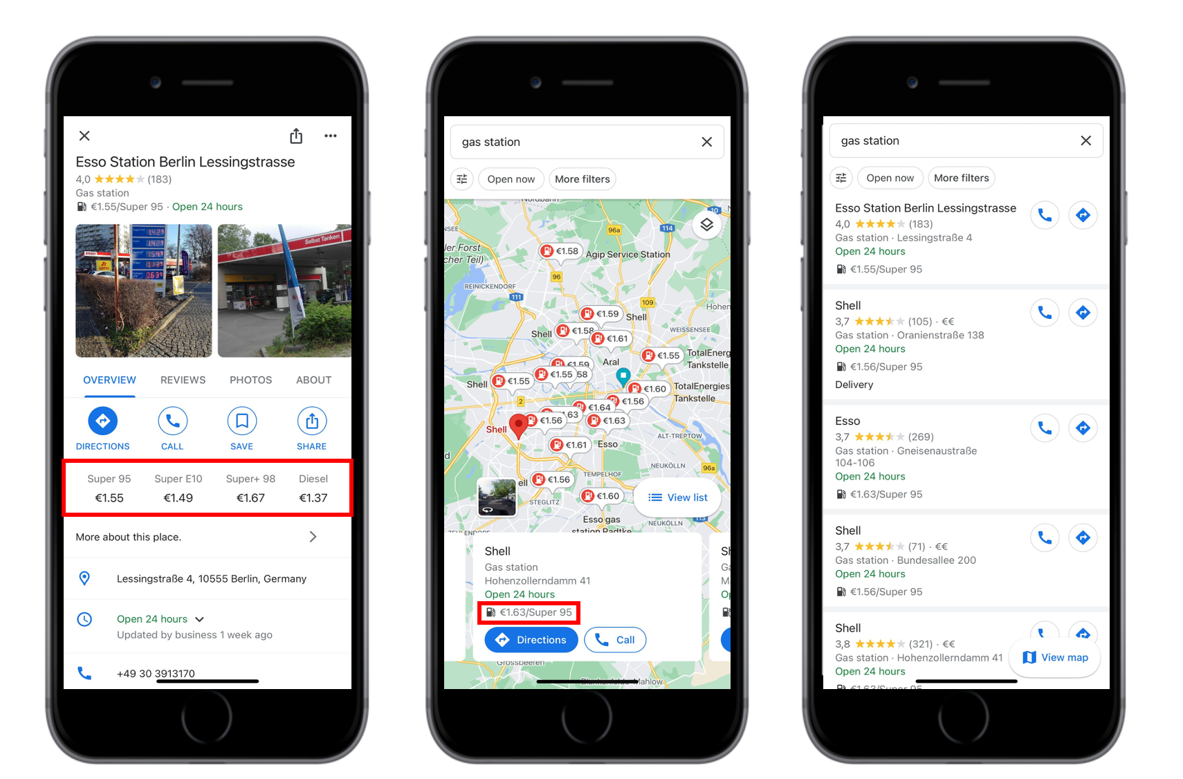 Gas station prices are now displayed on Google Maps 