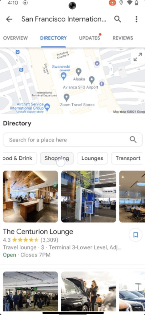 google maps directory tab