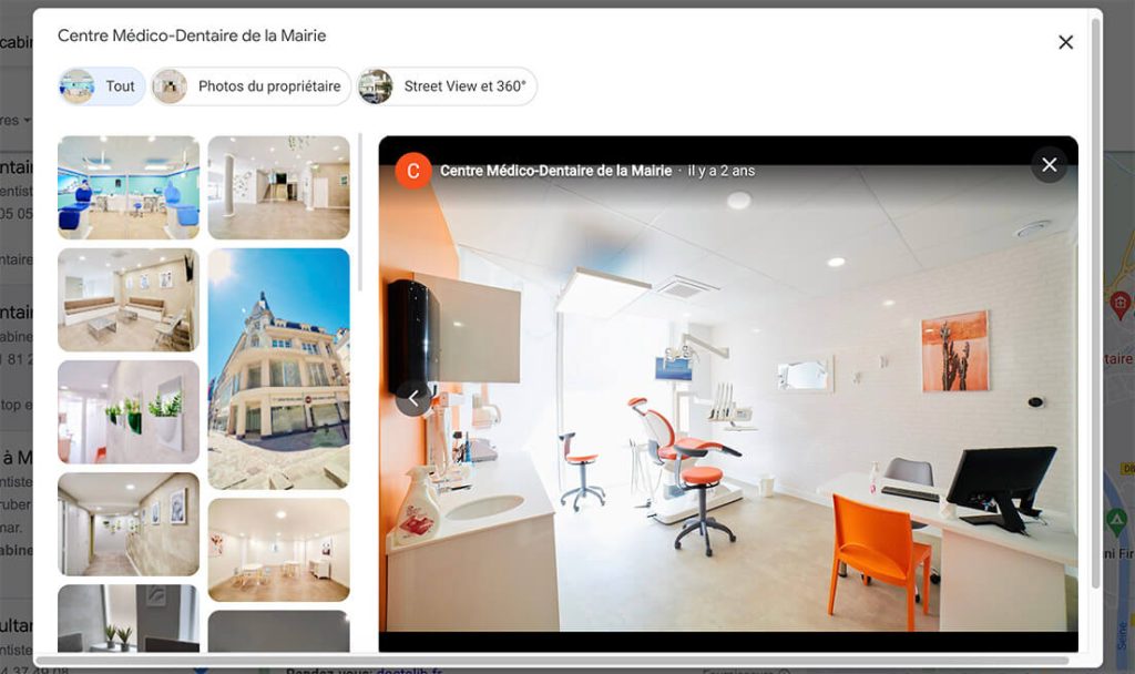 photos d'un centre dentaire sur google my business