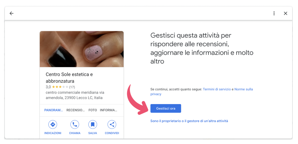 gestisci il tuo profilo dell'attvità