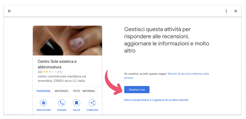 gestisci il tuo profilo dell'attvità 