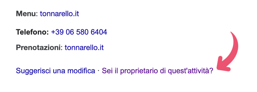 proprietà  scheda google my business