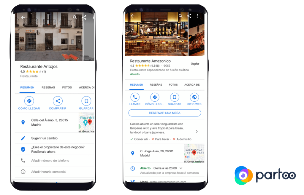 Diferencia de fotos de perfil de google my business