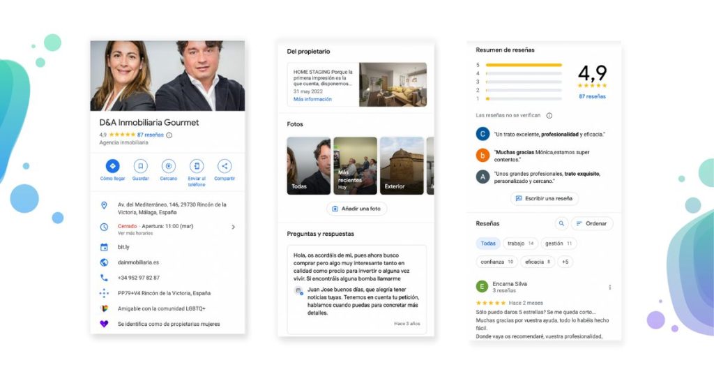 Perfil de Google My Business de una inmobiliaria optimizado