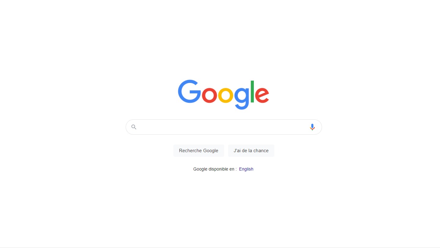 Une image de la page d'accueil du moteur de recherche Google