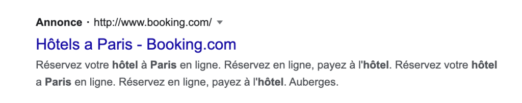 Une illustration de l'affichage dans la SERP.