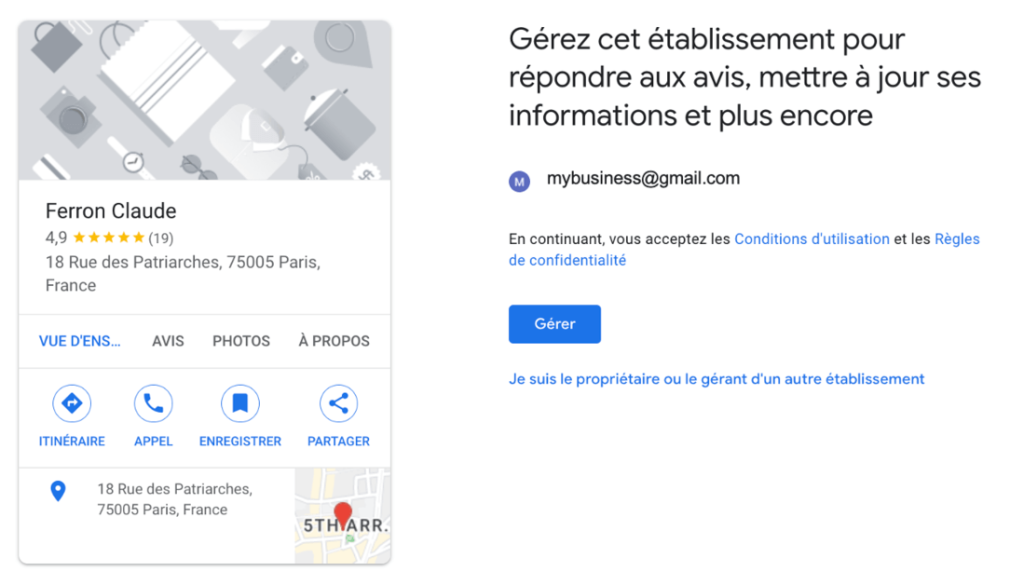 gérer une fiche Google