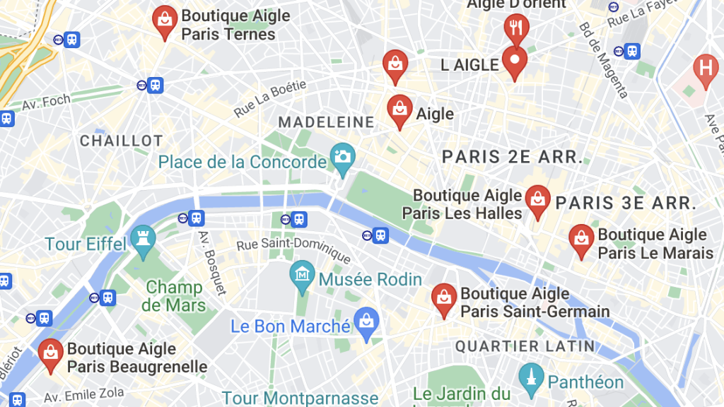 Un exemple de libellés sur Google Maps.