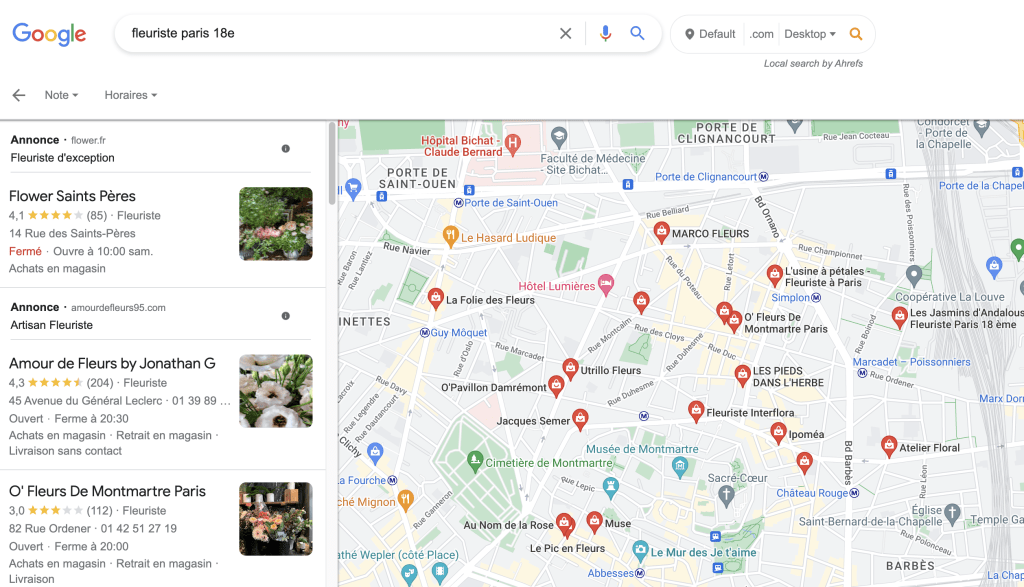Une illustration du Local Finder sur Maps