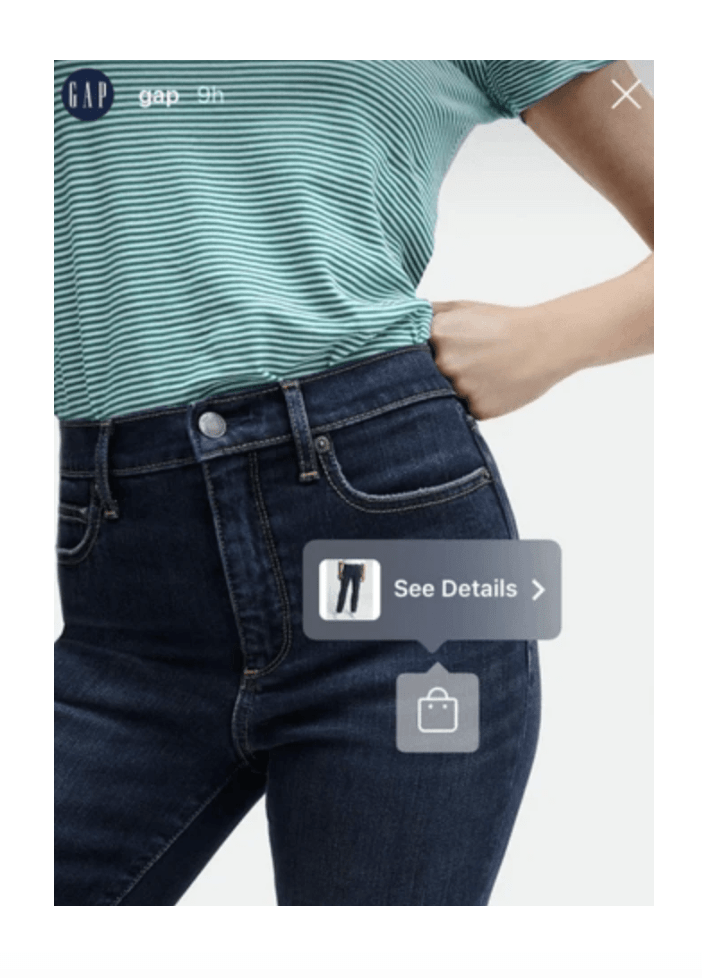 Un exemple de story Instagram où un produit est tagué