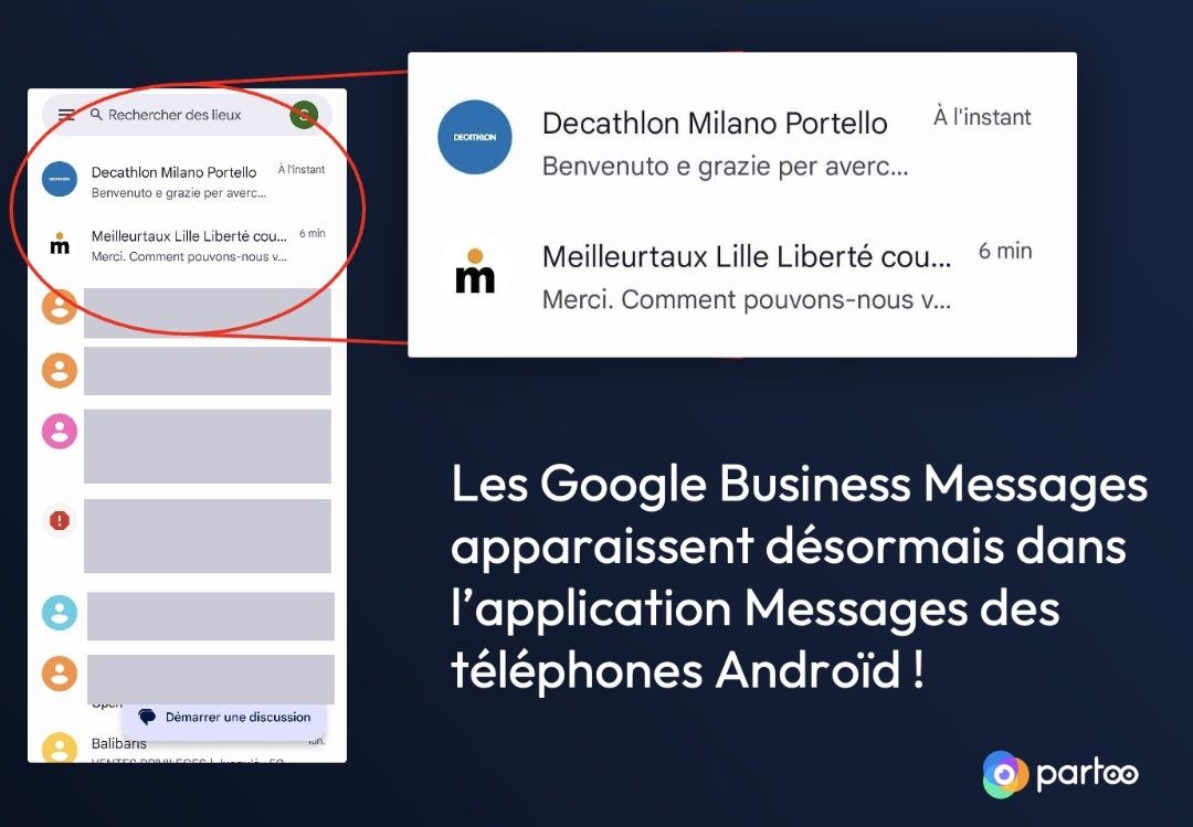 Les Google Business Messages apparaissent maintenant dans l'app Messages des smartphones Android