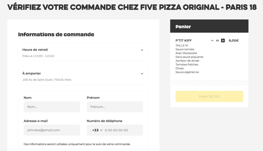 click and collect d'une pizzeria