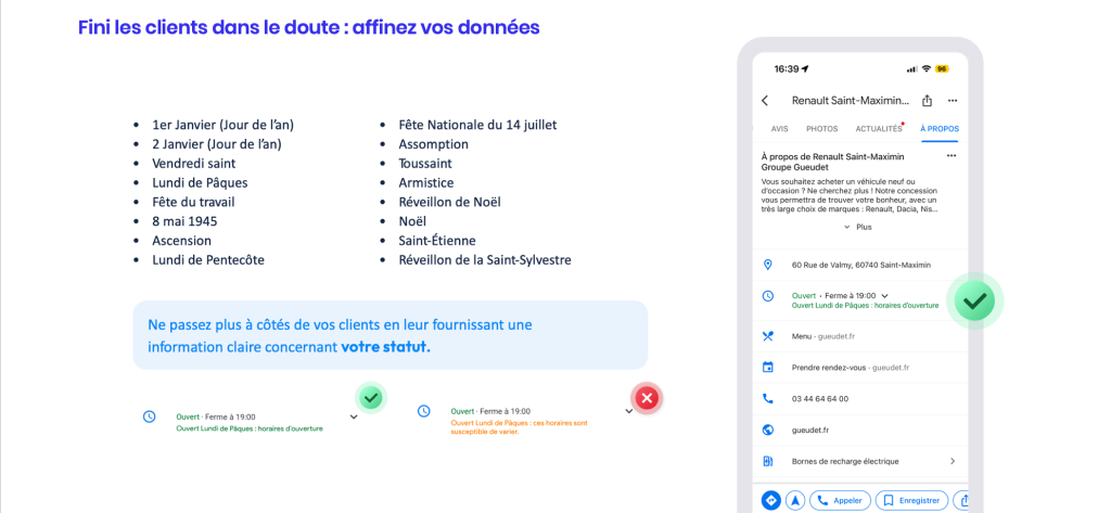 Ajouter des horaires exceptionnels sur les fiches de Proxi-TotalEnergies