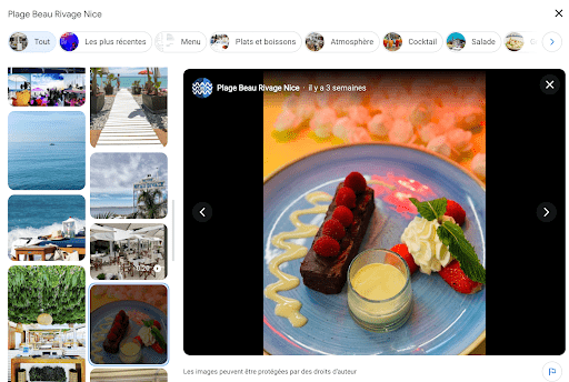 photos de la fiche google d'un restaurant