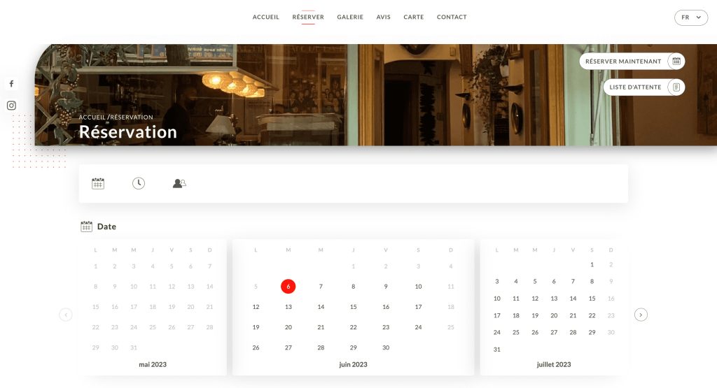 interface de reservation en ligne