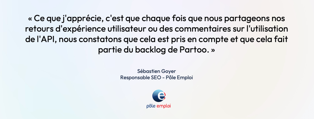 citation de pole emploi concernant la prise en compte des retours par Partoo