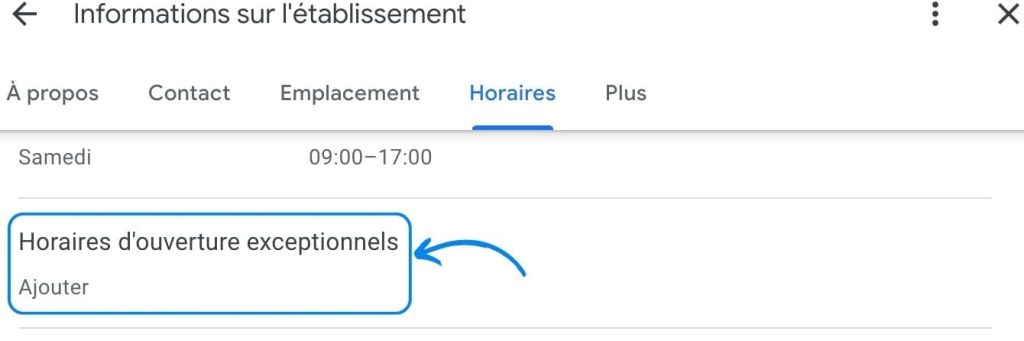 ajouter des horaires exceptionnels sur sa fiche Google