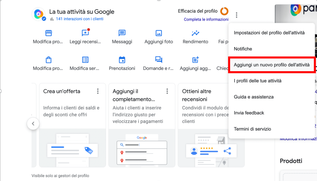 schede più punti vendita