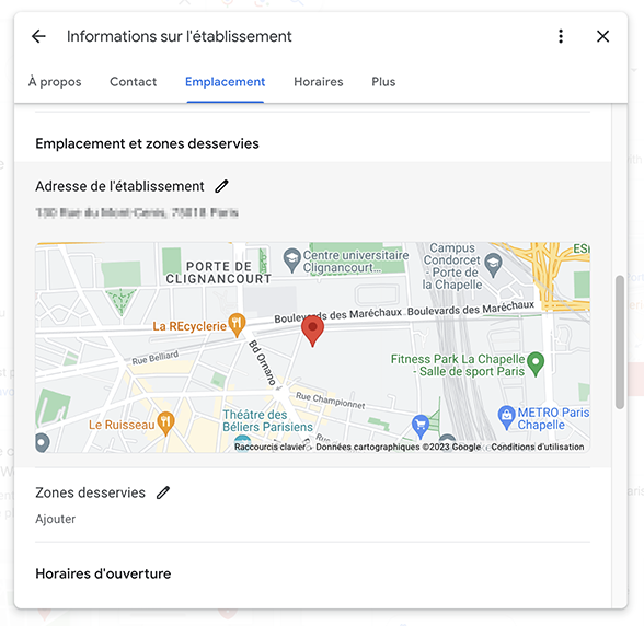 comment changer adresse fiche google my business