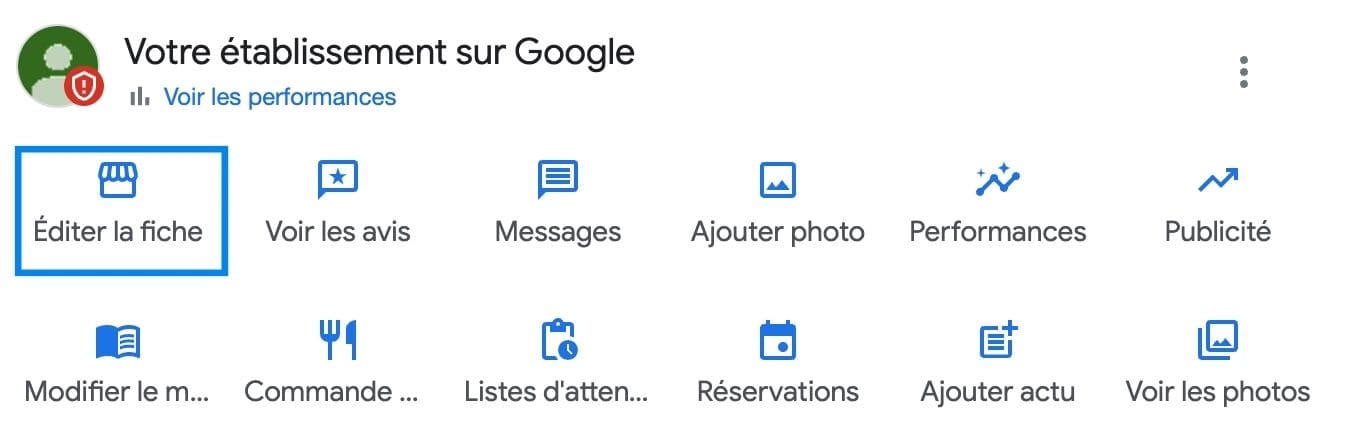 étable 1 pour éditer une fiche google