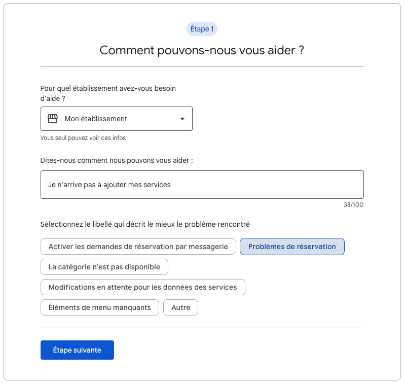 formulaire de contact Google My Business étape 1