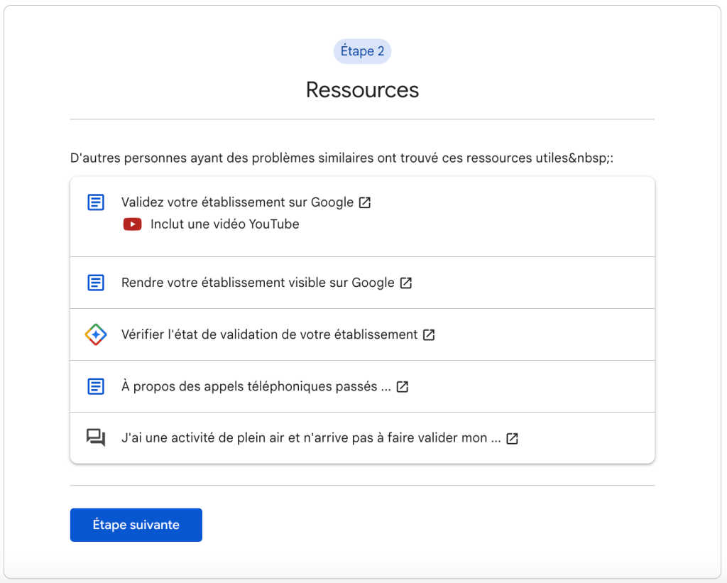 formulaire de contact Google My Business étape 2